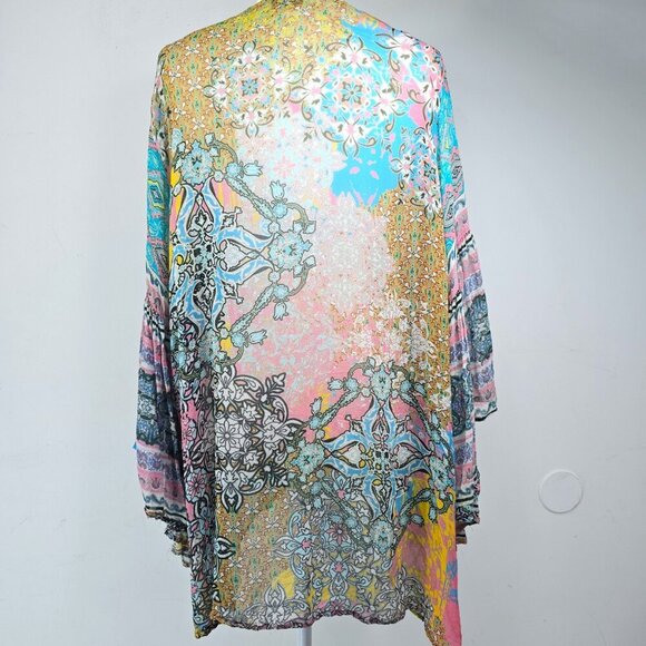 Anthropologie SAACHI Mystical Garden Open Front Ruffle Sleeve Kimono Cardigan - Picture 10 of 13